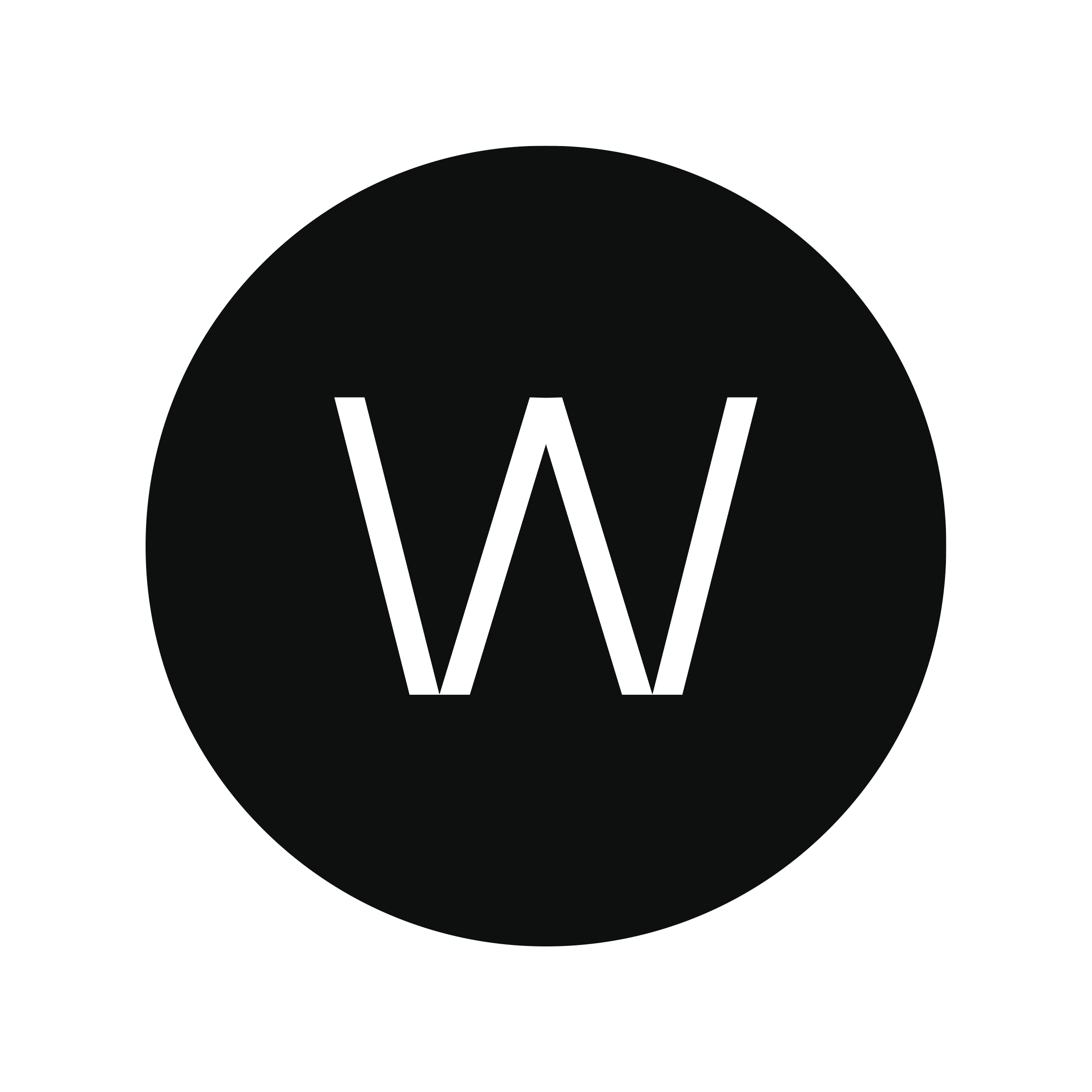 A bold white "W" symbolising Mortgage Broker Gold Coast sits centred in a black circle on a light grey background.